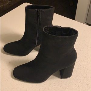 Black Suede High Heel Mid-Calf Boots